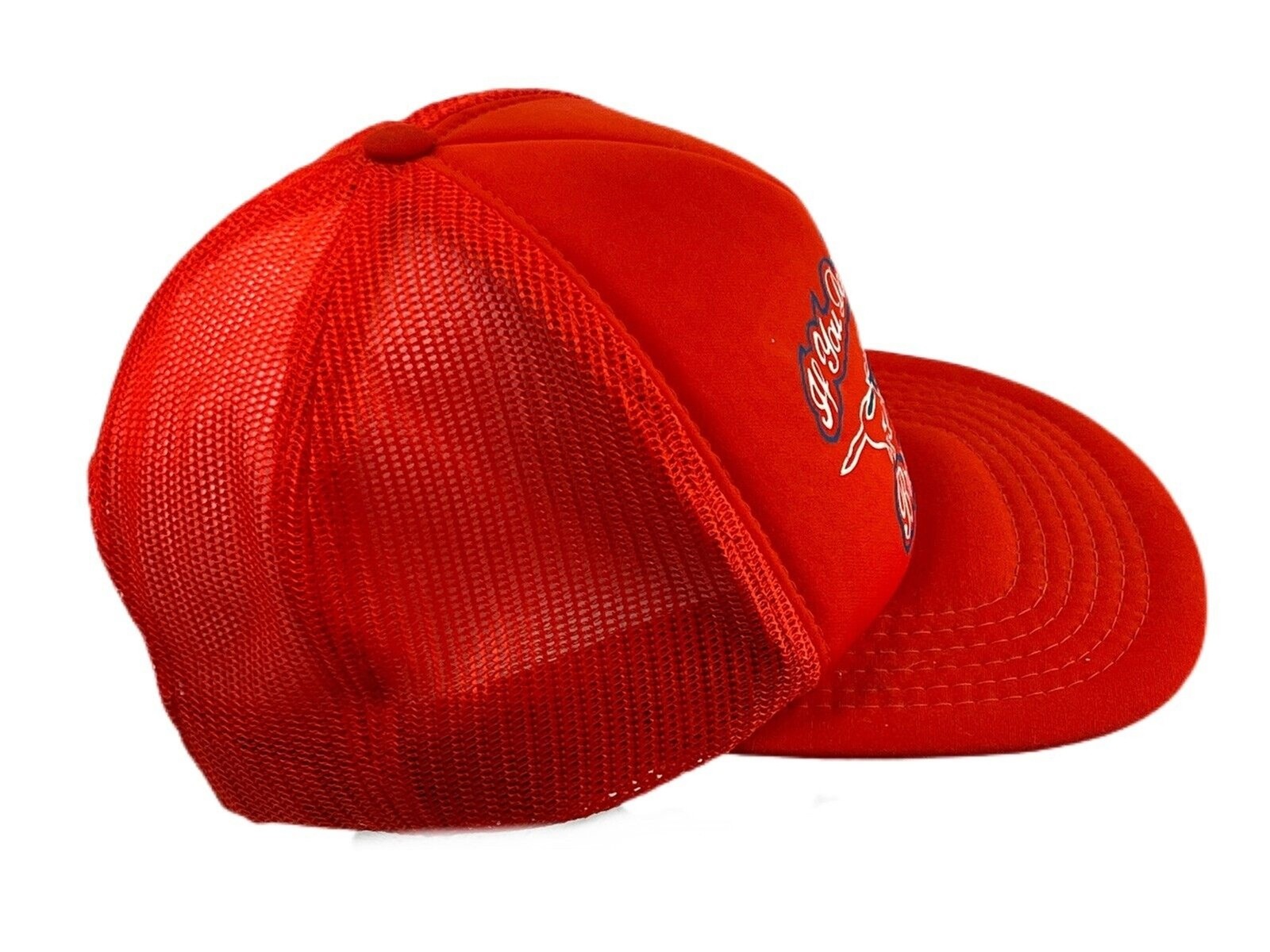 Vtg Broncos NFL Snapback Foam Trucker Hat Mesh Red “If You Don’t Love” Kiss My