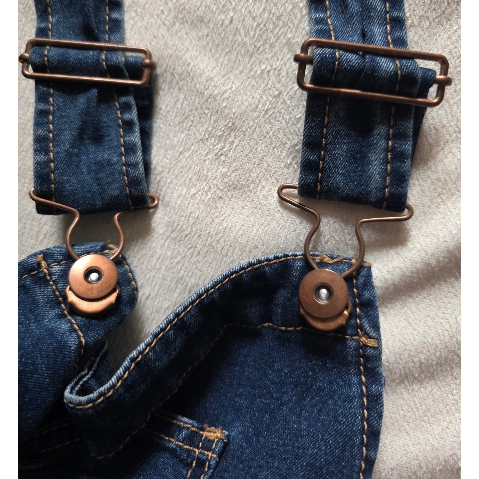 Womens Distressed Denim Shortalls Medium Wash Cuffed Jean Overalls