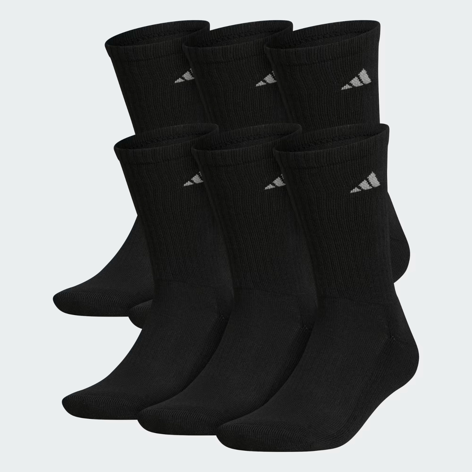 adidas Athletic Cushioned Climalite Crew Socks, Black (6 Pair)