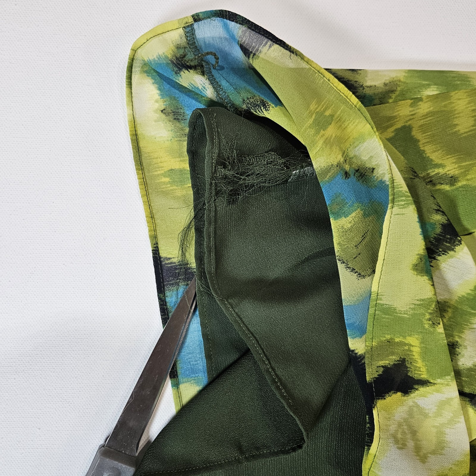 Zac & Rachel Blouse Womens Large Green Blue Floral Lightweight Cottagecore