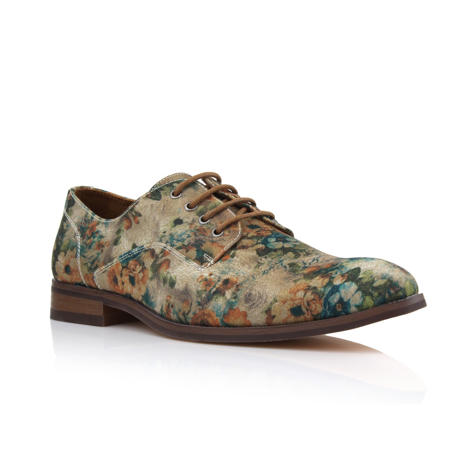 Polar Fox PACO Men’s Floral Print Fashion Dress Shoes Flower Textile Blucher