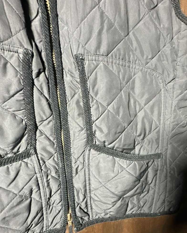 Lauren Ralph Lauren Women Large Black Quilted Zip Vest Lightweight Preppy