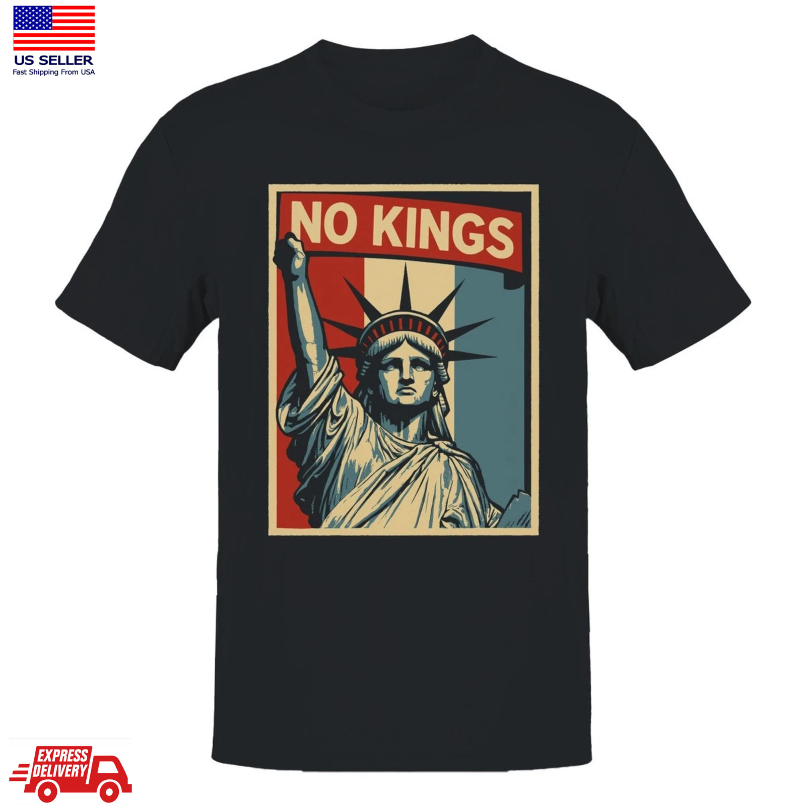 No Kings Statue of Liberty Protest T Shirt Patriotic USA Freedom Tee