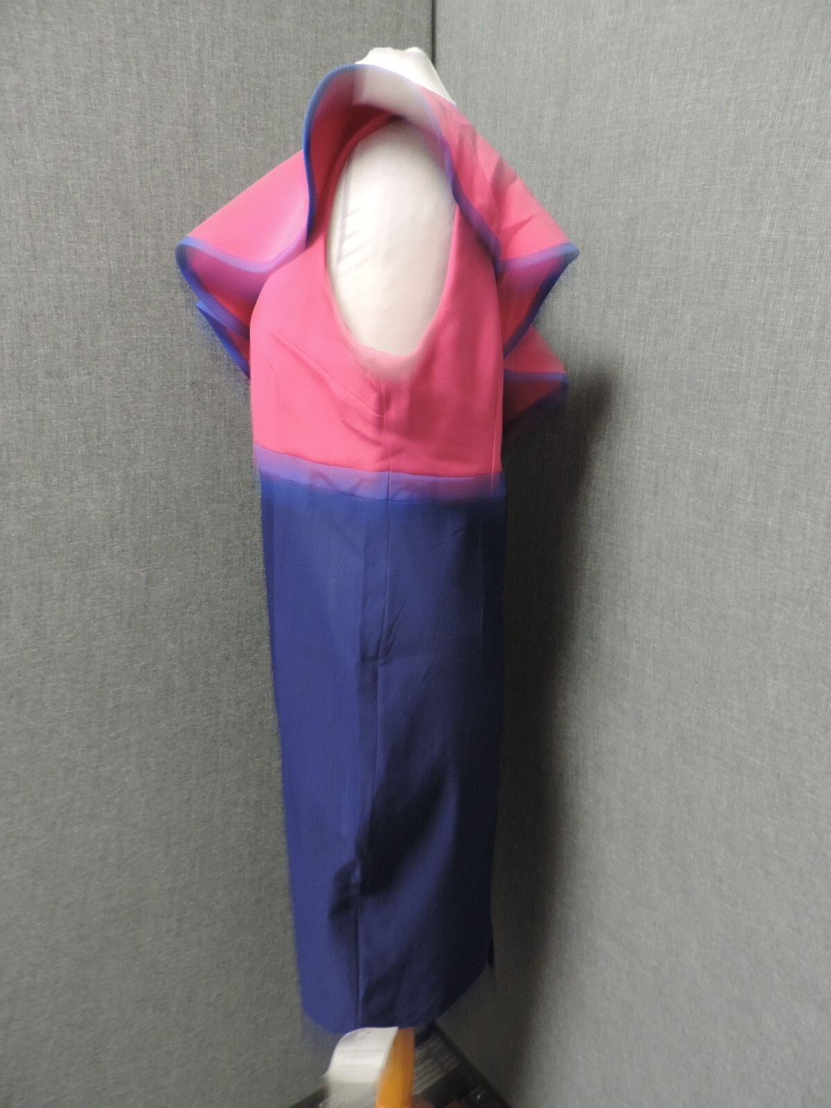 Vesper 247 One Shoulder Frilled Dress Blue/Pink UK 14 LN121 MM 07