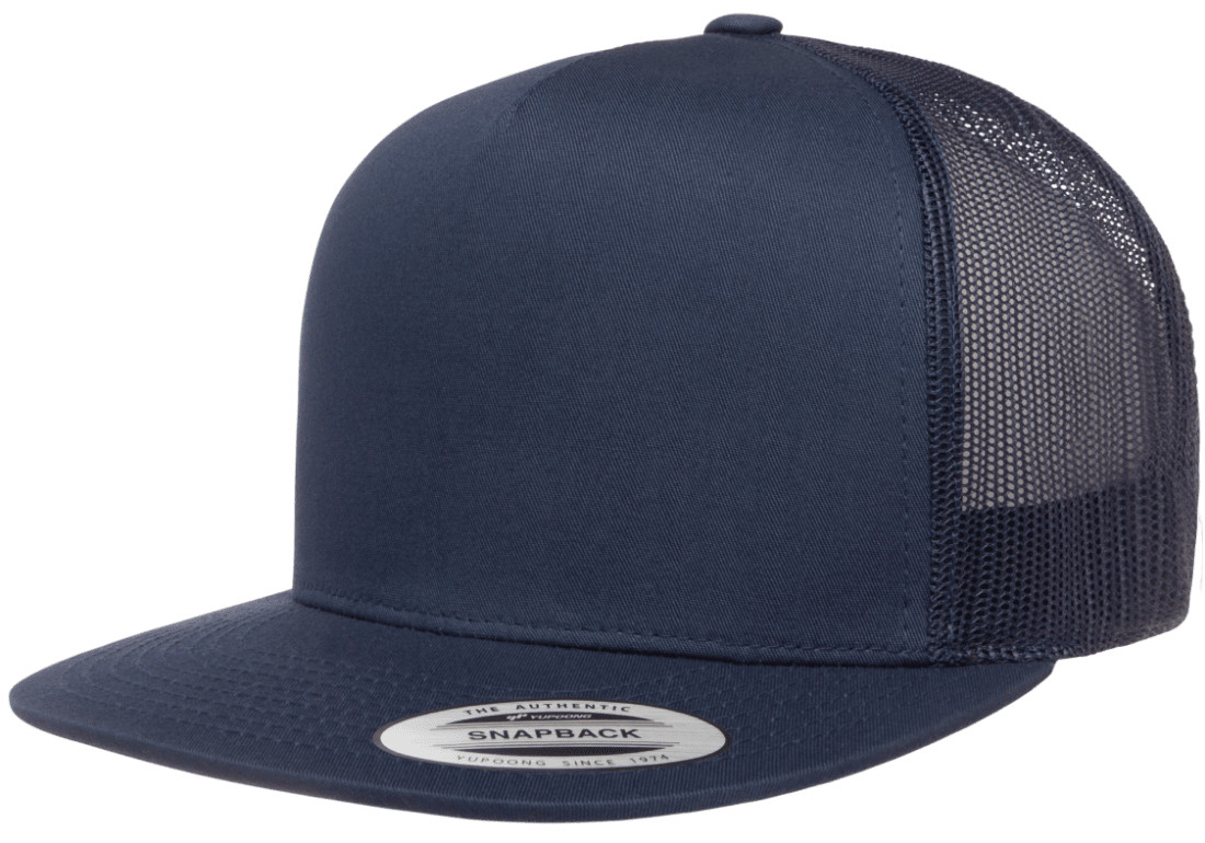 YP Classics Flat Bill Trucker Cap Yupoong Meshback Snapback Hat 6006 5-Panel