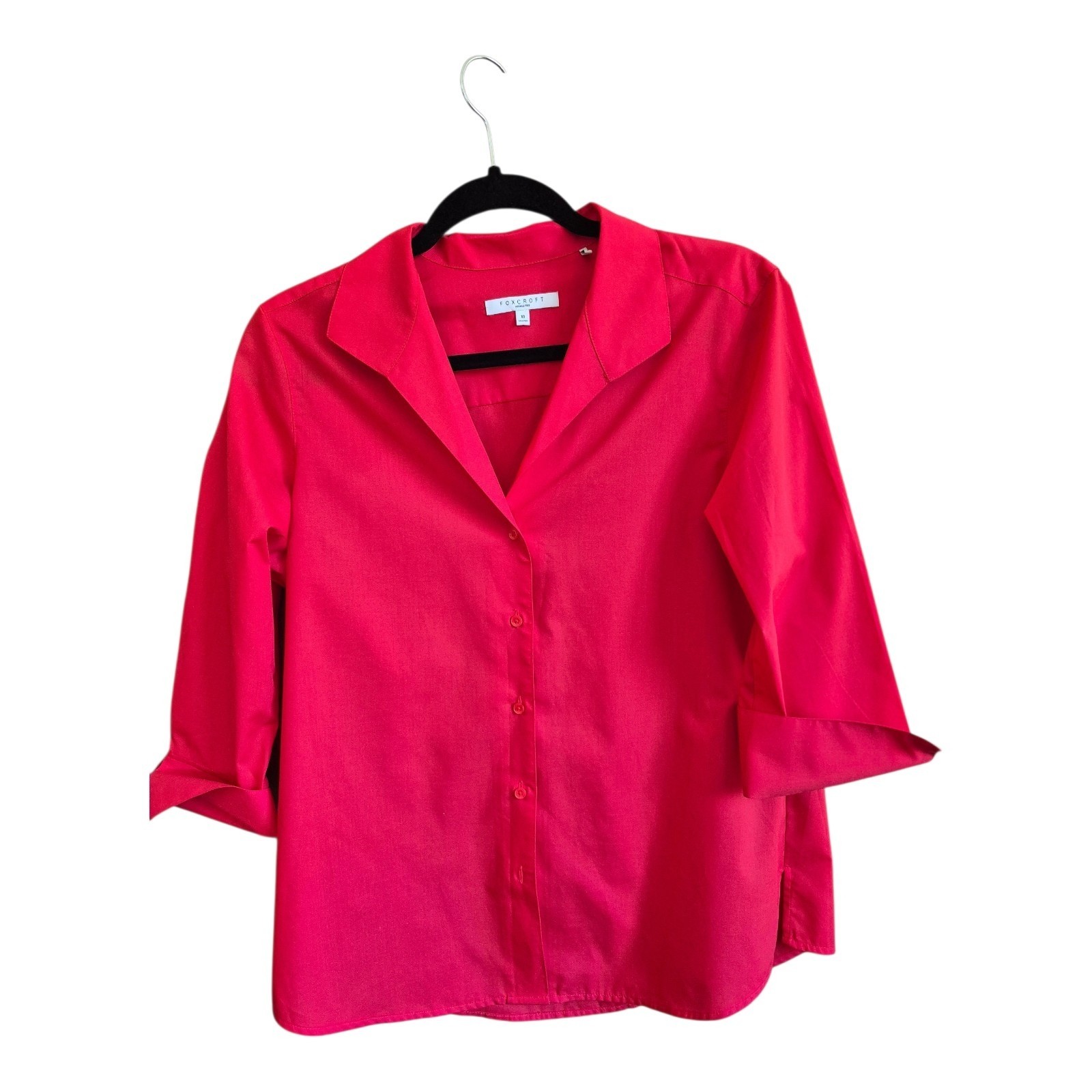 Foxcroft Red, Wrinkle Free, Size 10 Shaped, 3/4 Sleeves