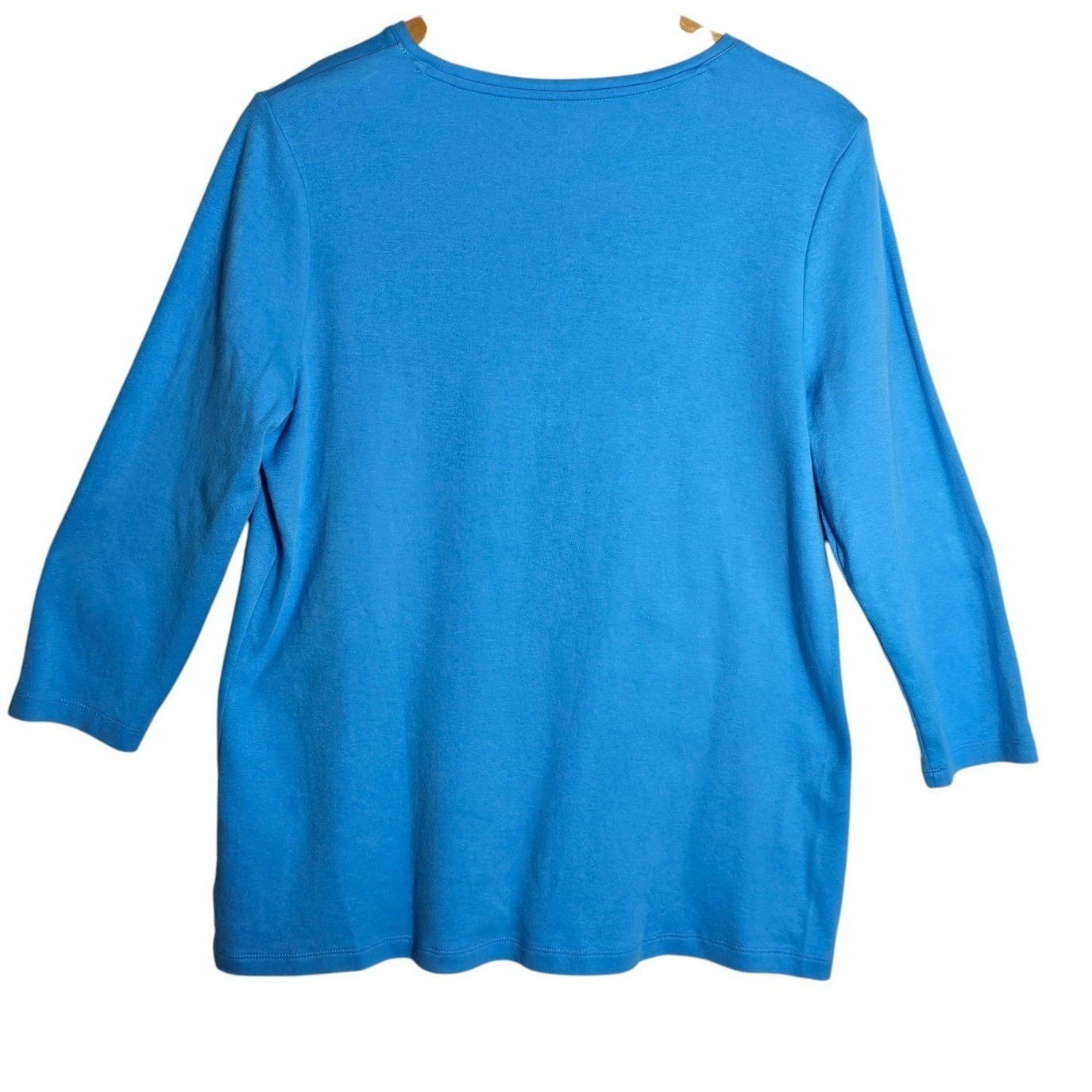 Kim Rogers Women’s M Blue 100% Cotton Knit 3/4 Zebra and Tree Graphic Top