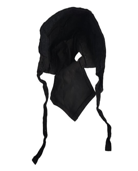 Vega Biker Doo Rag Head Wrap Black Fitted Adjustable Tie Back
