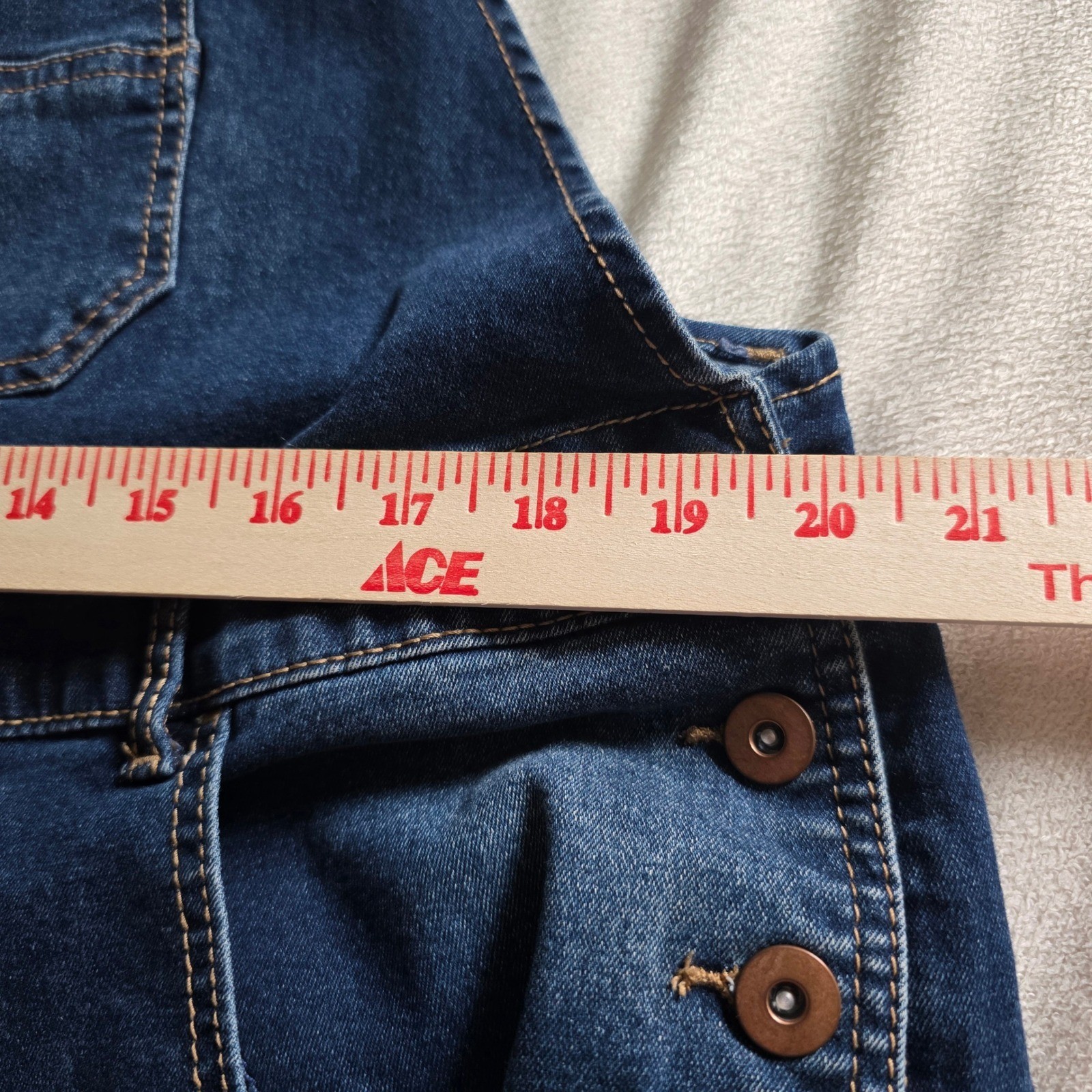 Womens Distressed Denim Shortalls Medium Wash Cuffed Jean Overalls