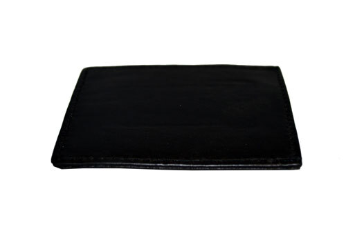 MAGNETIC MONEY CLIP WITH BACK ID AND TOP CARD POCKET BLACK GENUINE LEATHER