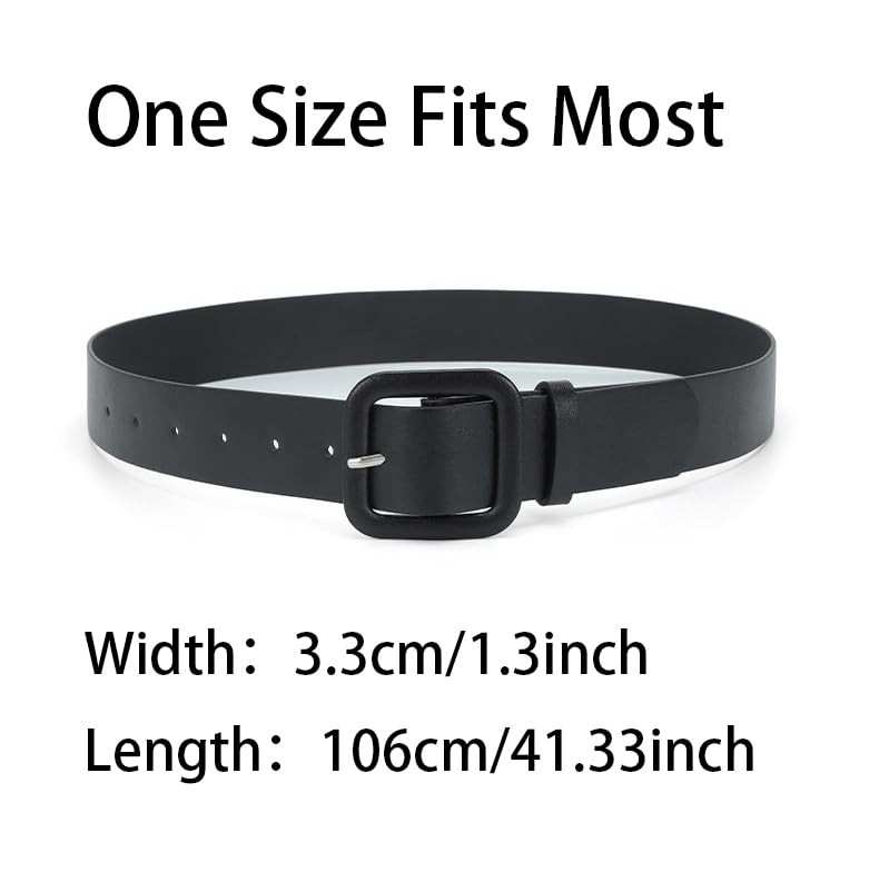 COTIM COYIN Women’s Wide Leather Belt with Square Buckle, High Waist Belts