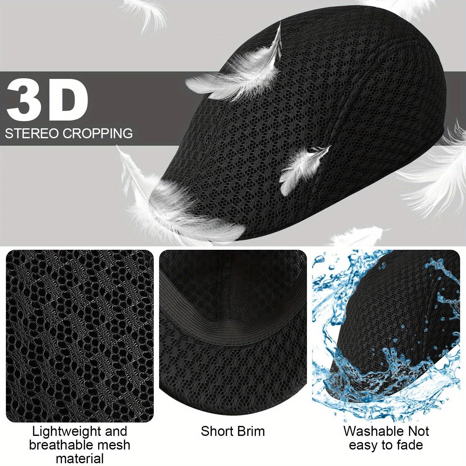 Men’s Mesh Summer Hat Newsboy Beret Gatsby Cap Ivy Hat Golf Sun Flat Cabbie US