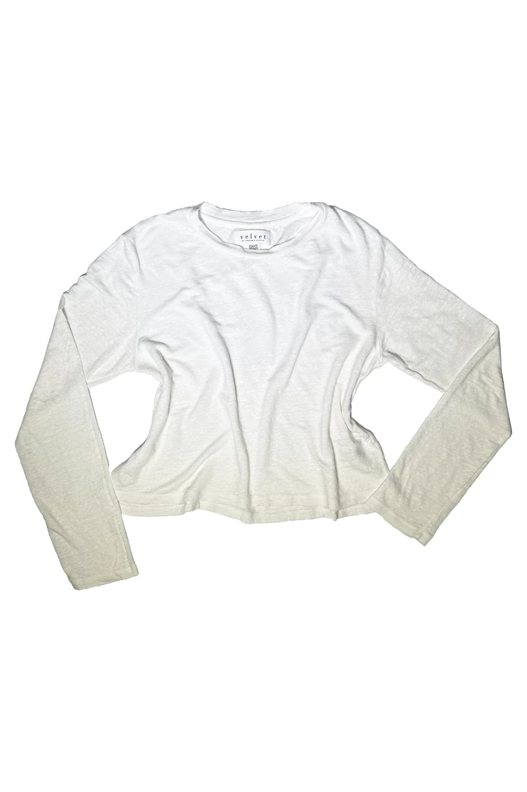 VELVET By Graham & Spencer Kara Linen Knit Crew Neck Tee Top White S $145 H3