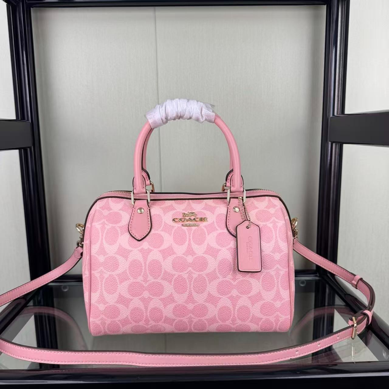 COACH Roan Satchel Bag Signature Canvas Powder Pink CV961 Outlet NEW