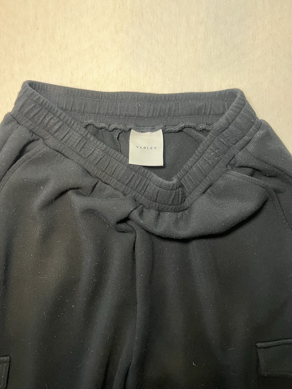 Varley Women’s Sweatpants Small Black Ribbed Joggers Drawstring Cargo Soft