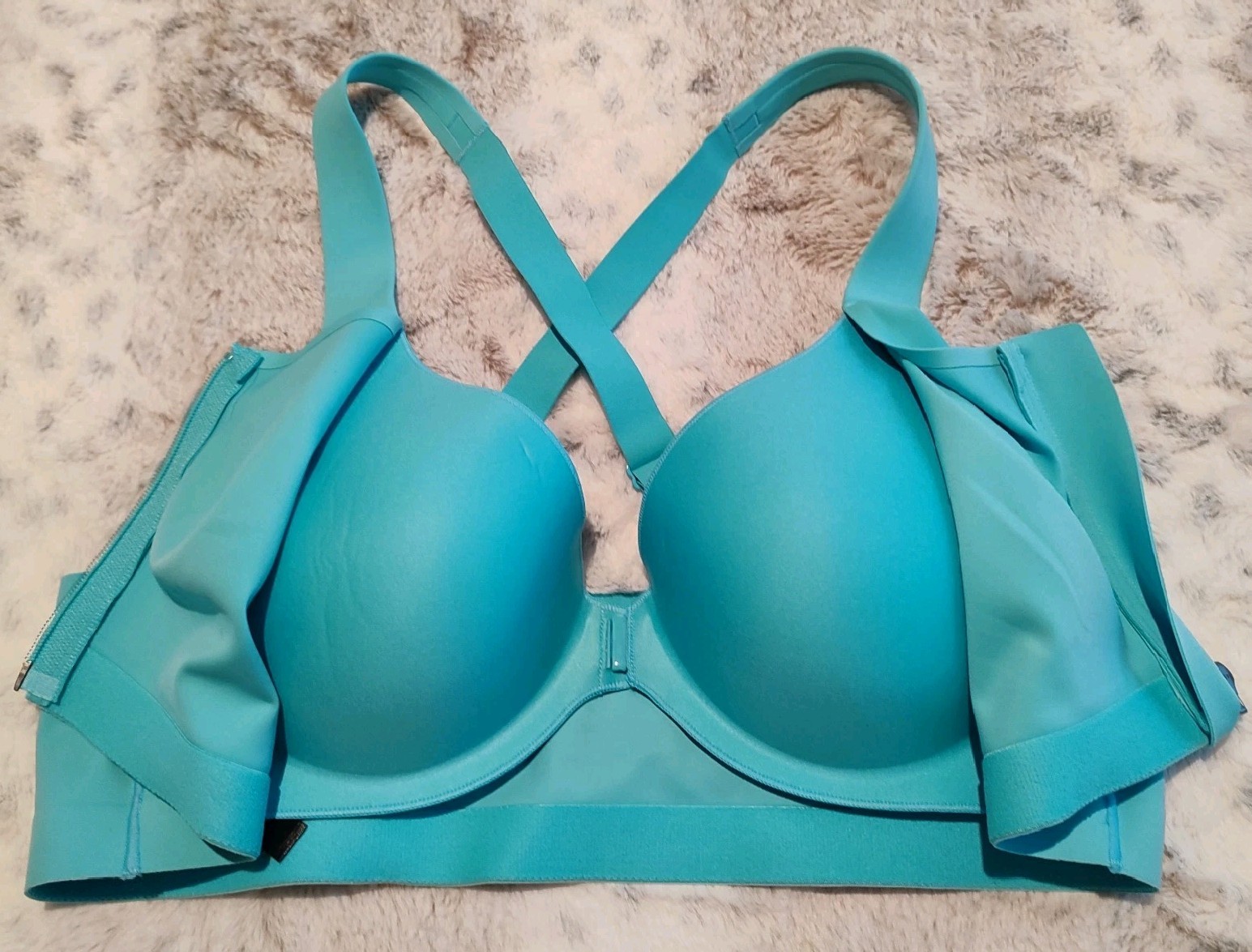 Victoria’s Secret VSX Sport Bra 36C Teal Front Zip High Support Yoga Style New