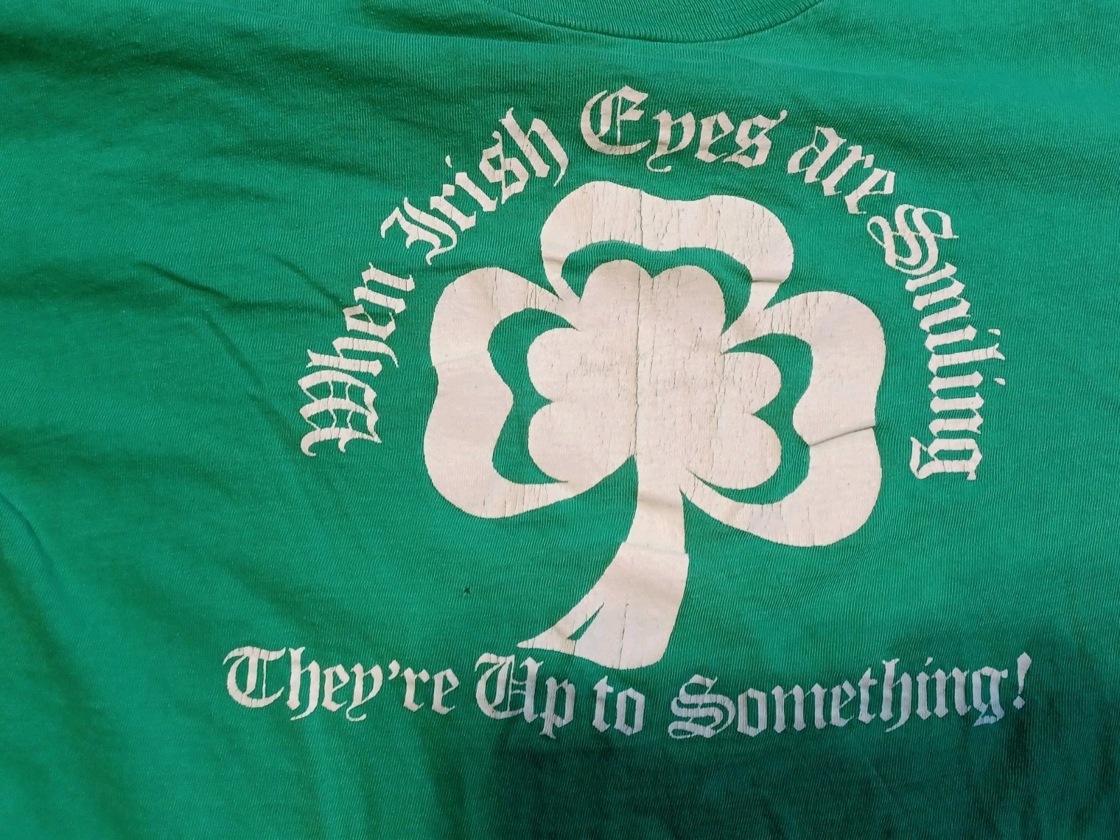 Vintage 80s Screen Stars t shirt M Irish Eyes Are Smiling single stitch green