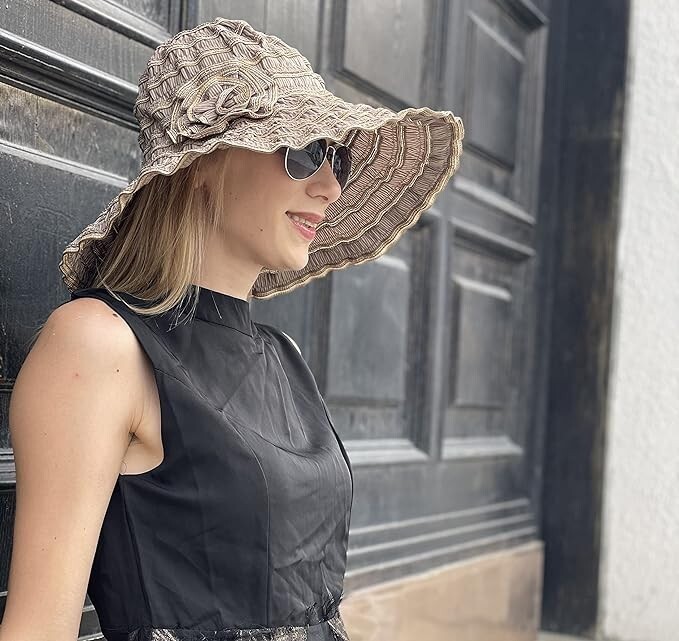 Women Folding Vintage Outdoor Sun Hats for Beach Garden Travelling UV Protection