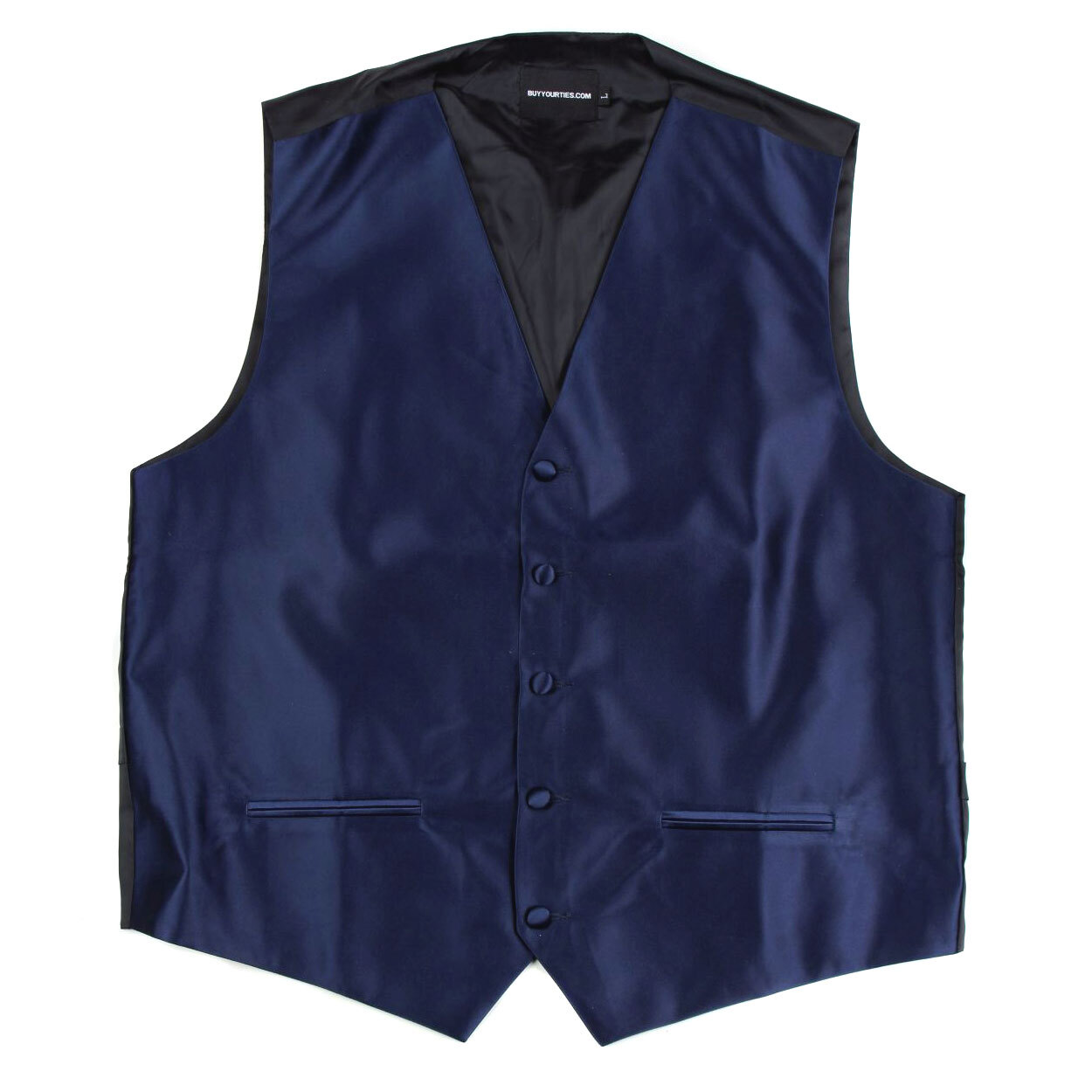 Men’s Solid Navy Satin Tuxedo Vest Formals Weddings Proms Waistcoat