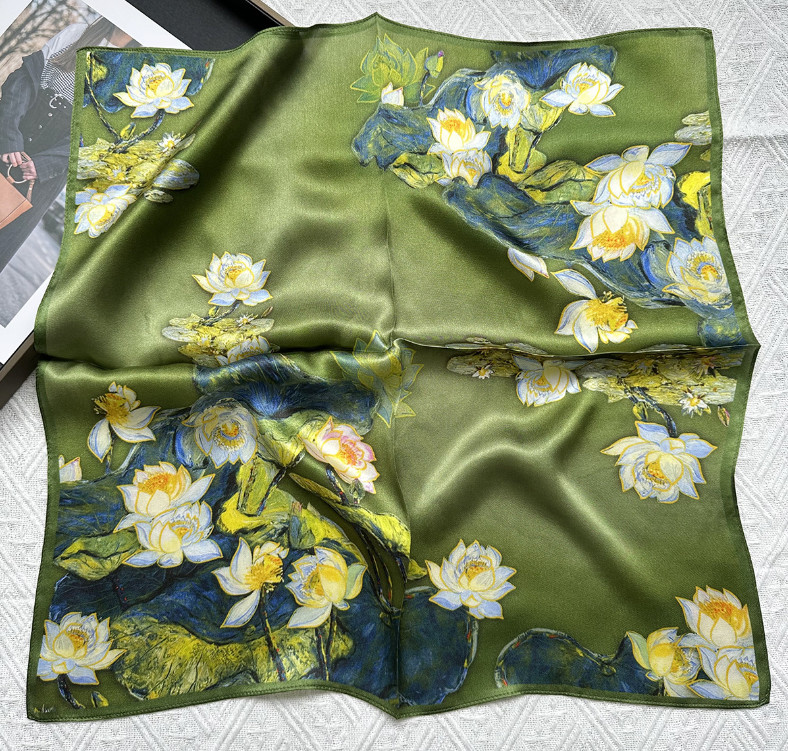 100% Mulberry Silk 20″ Square Scarf Women Neckerchief Wrap Green flo25s 256