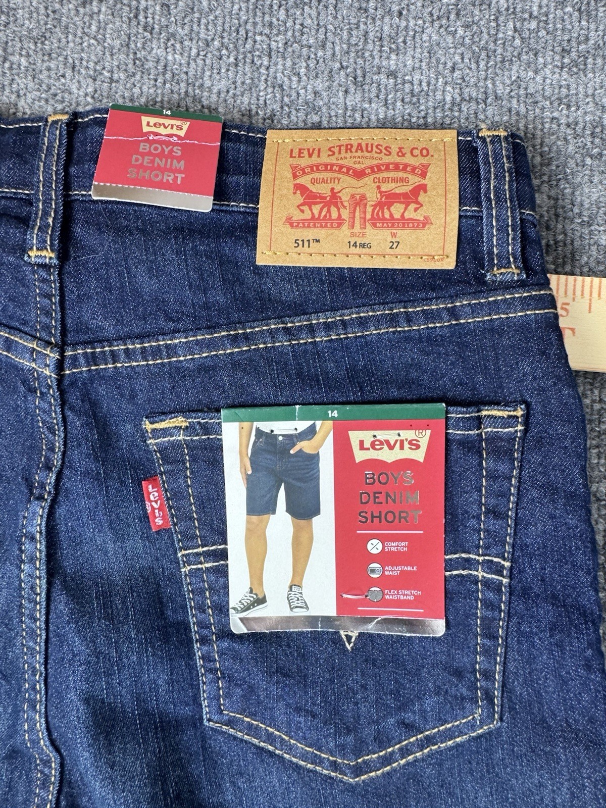 Levi’s 511 14 Regular Boys Denim Shorts Comfort Stretch Waist NWT