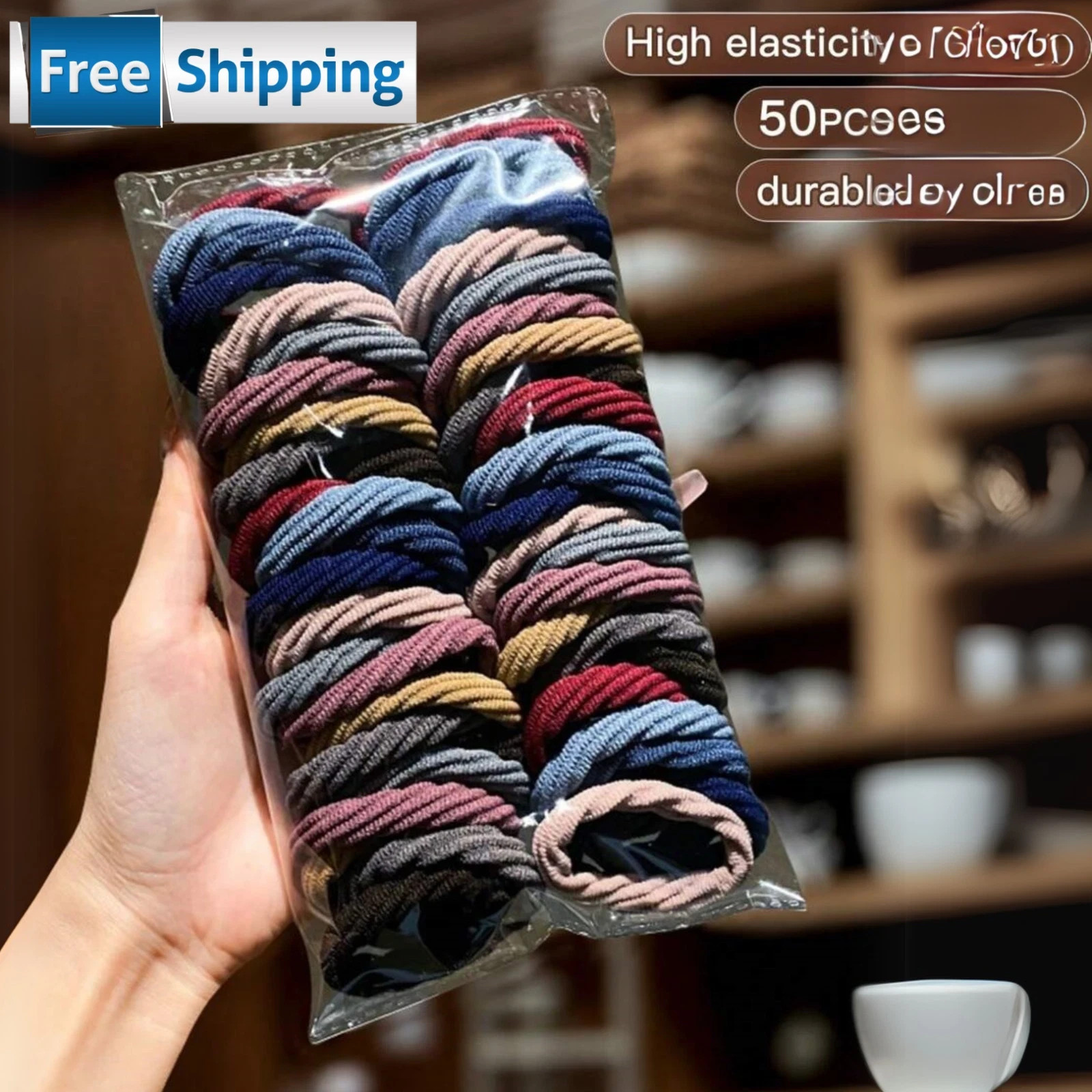 50PCS Girls Mixed Color Hair Ties Elastic Ponytail Holders Hair Accessories