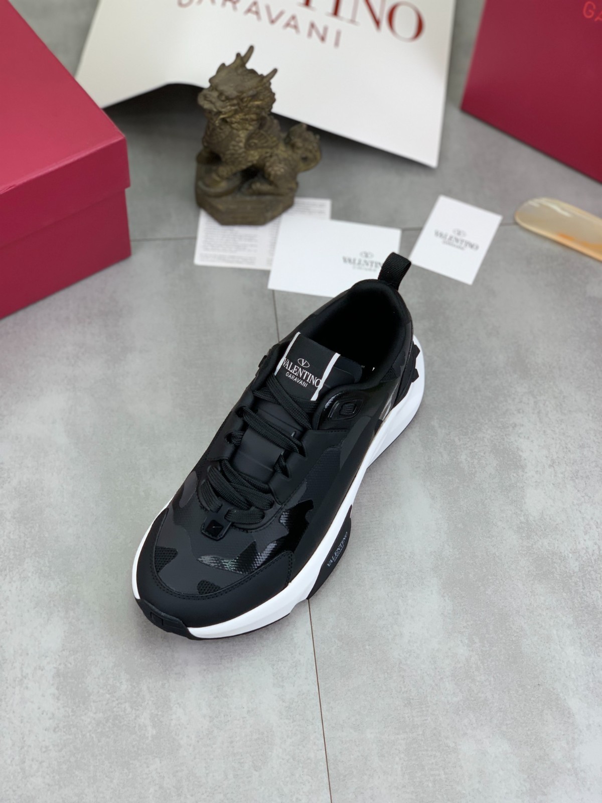 Valentino Leather Sneakers Black Casual Running Shoes Platform 4cm