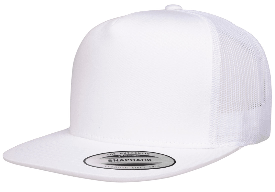YP Classics Flat Bill Trucker Cap Yupoong Meshback Snapback Hat 6006 5-Panel