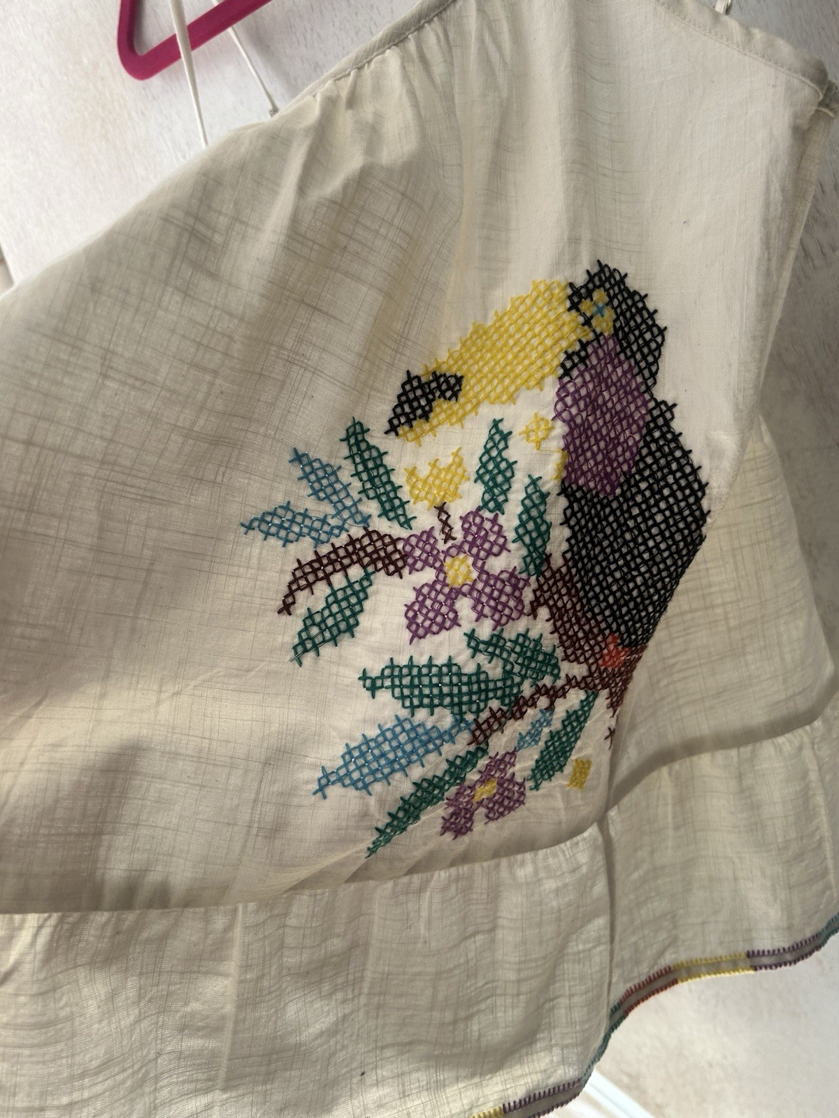 Summer Cami Top 100% Cotton Parrot Embroidered Size 14 BNWT