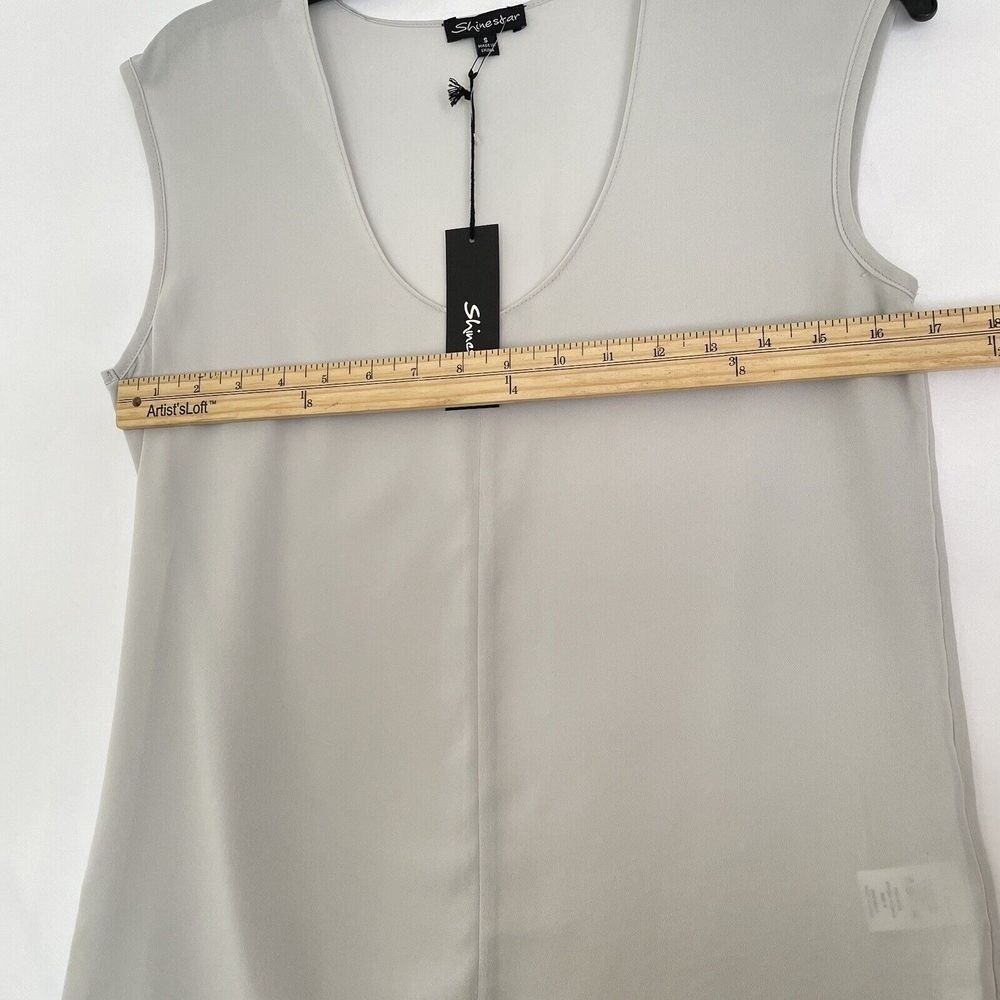 Shinestar Sleeveless Scoop Neck Blouse Women Small Gray Hi-Lo Hem