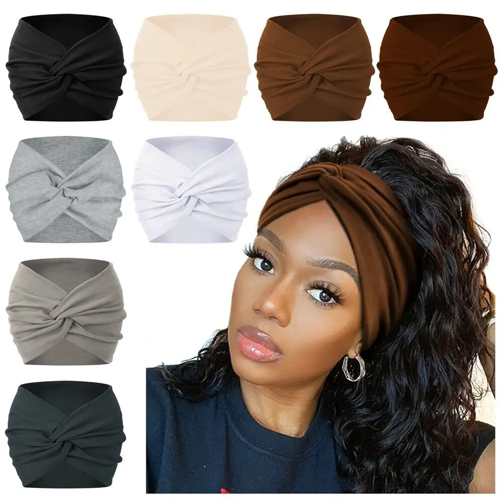 Twisted Hair Wrap Yoga Headband Stretchable Turban Hairband Fashion Solid Color