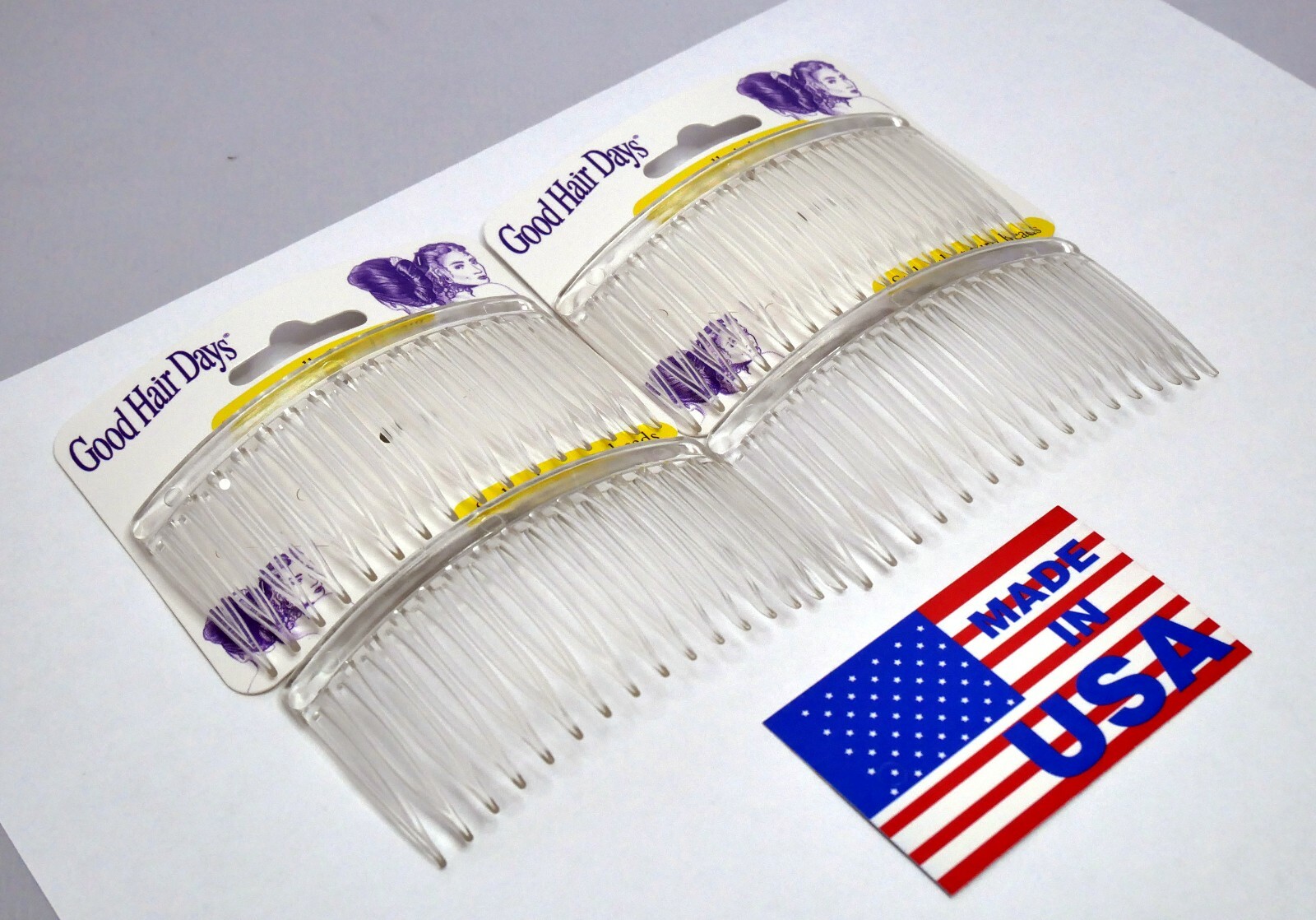 4 Combs x Good Hair Days 3 1/4″ Clear Side comb Hair Comb Made in USA 42212