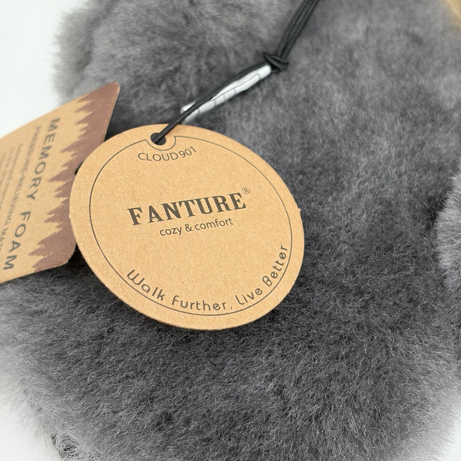 Fanture Cloud 901 Black Grey Sheepskin Memory Foam Slippers Women’s Size 11