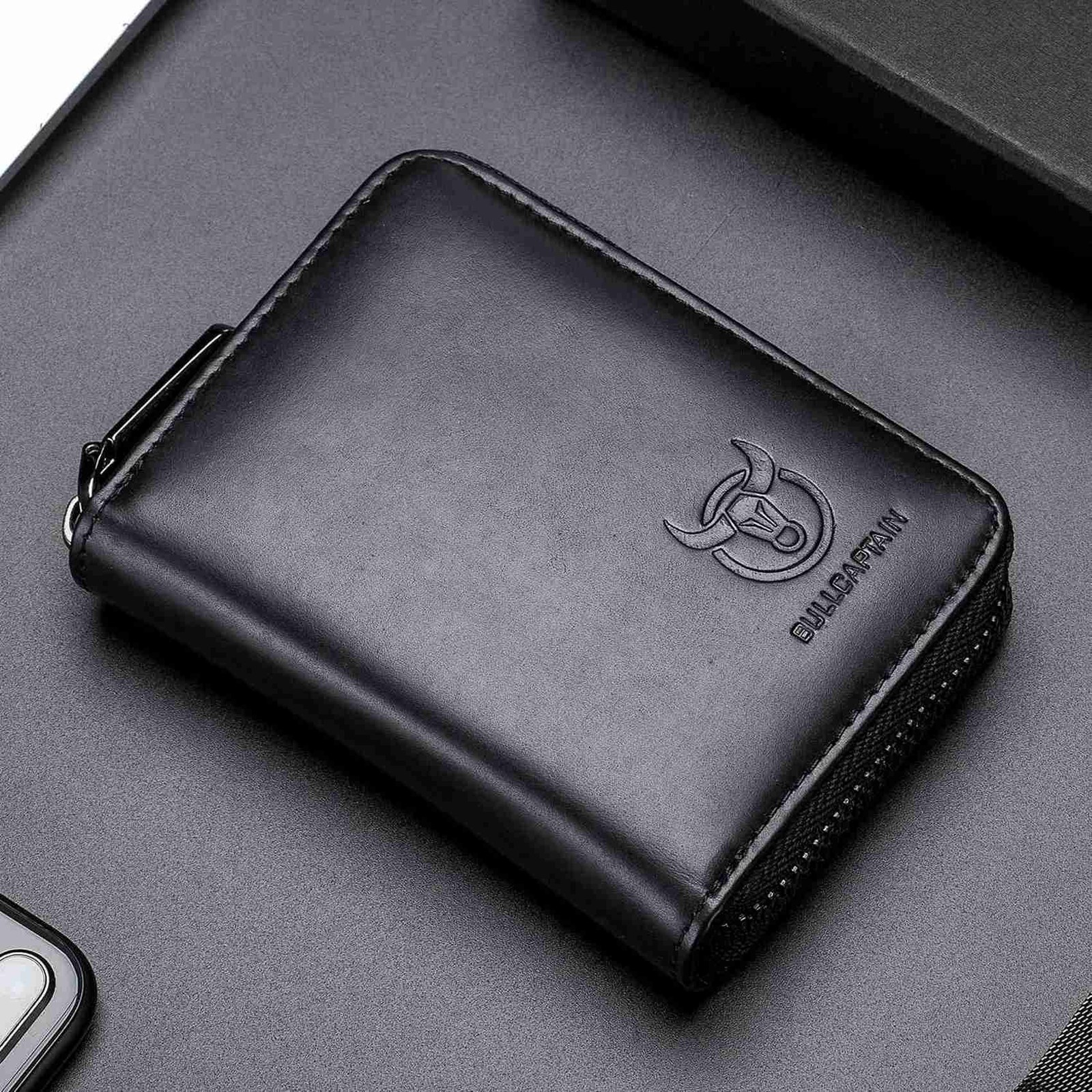 2X Leather Men Wallet Card Pack Zipper Card Case Holder Credit Card Bag6038