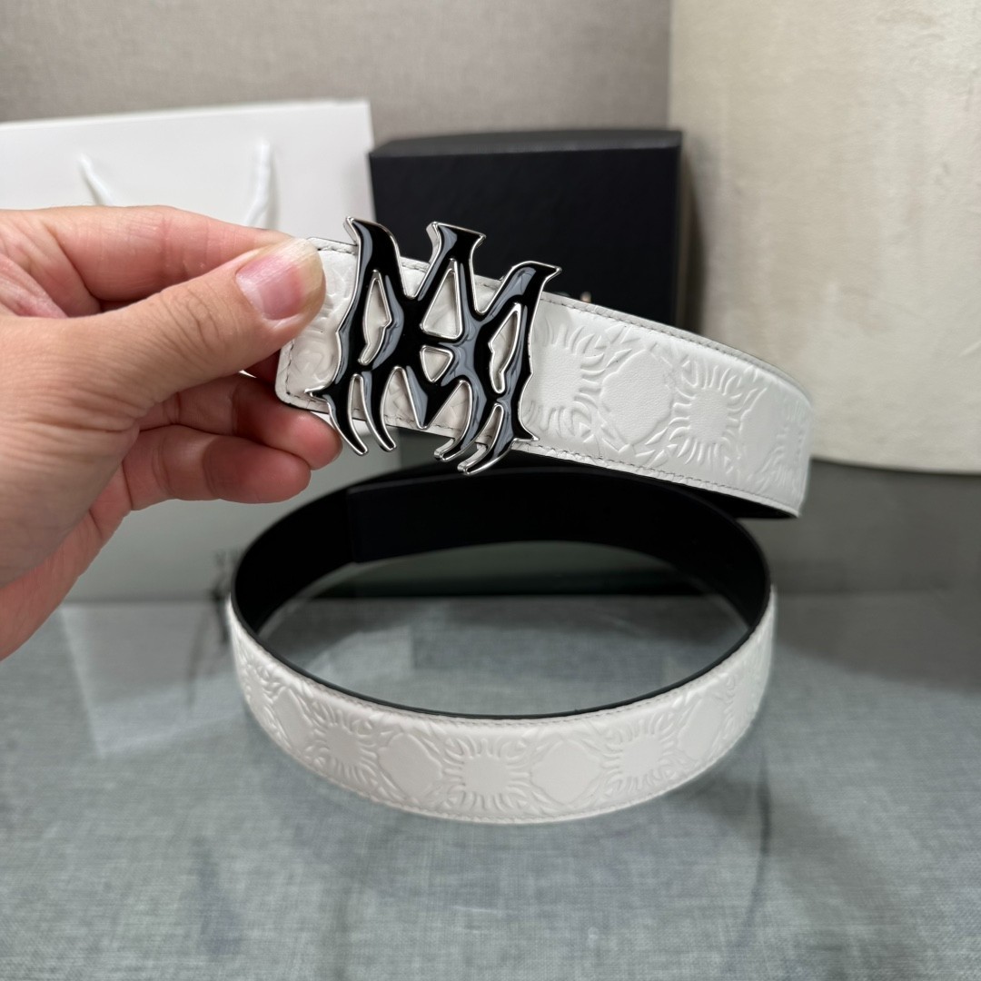 Amiri double-sided cowhide leather belt, 3.8cm wide