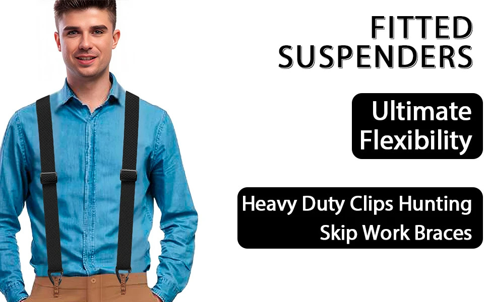 Heavy Duty Elastic Suspenders for Men Trouser Pants Braces Strap Work Belt