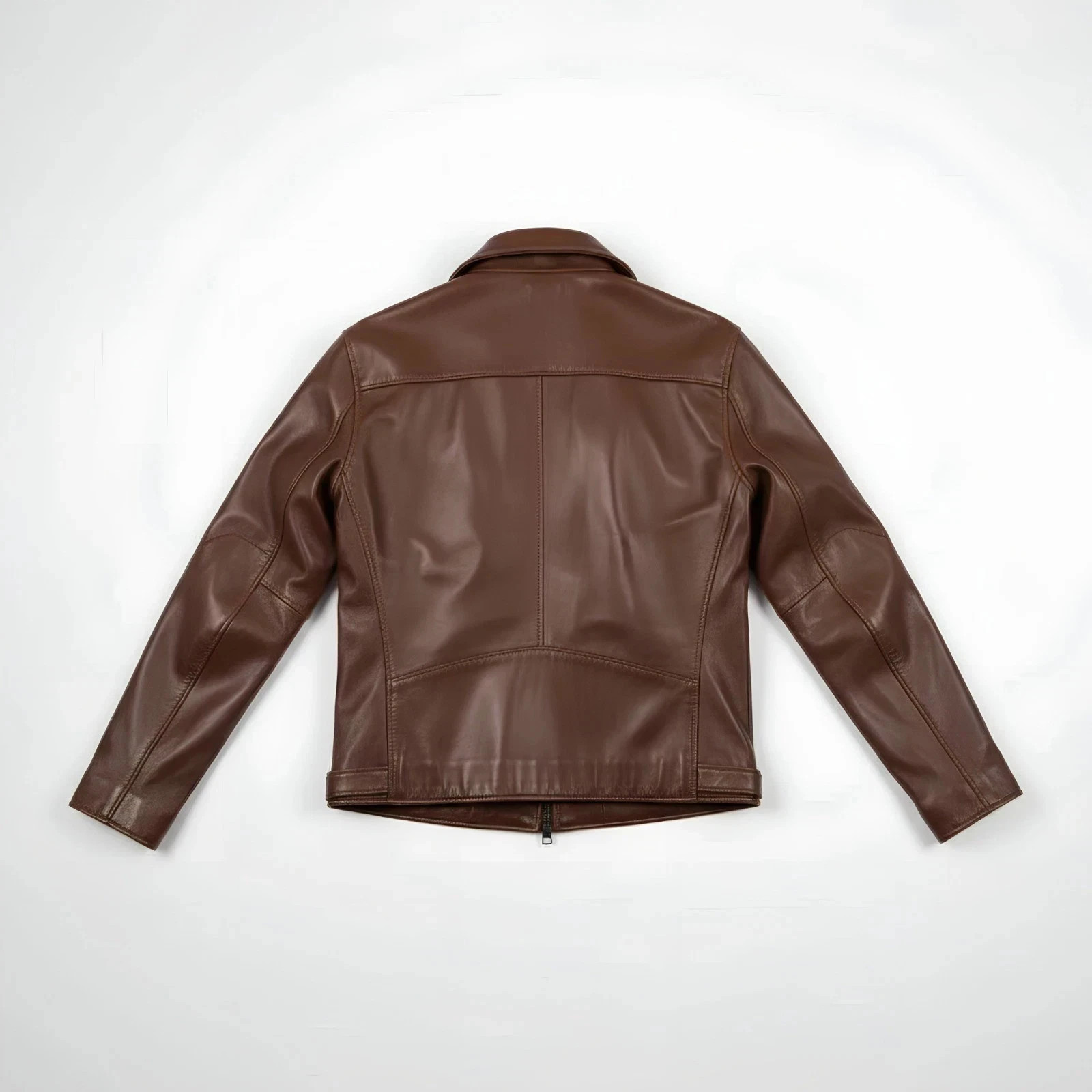 Men’s Brown Biker Cafe Racer Jacket Real SheepSkin Leather Jacket Slim Fit Coat