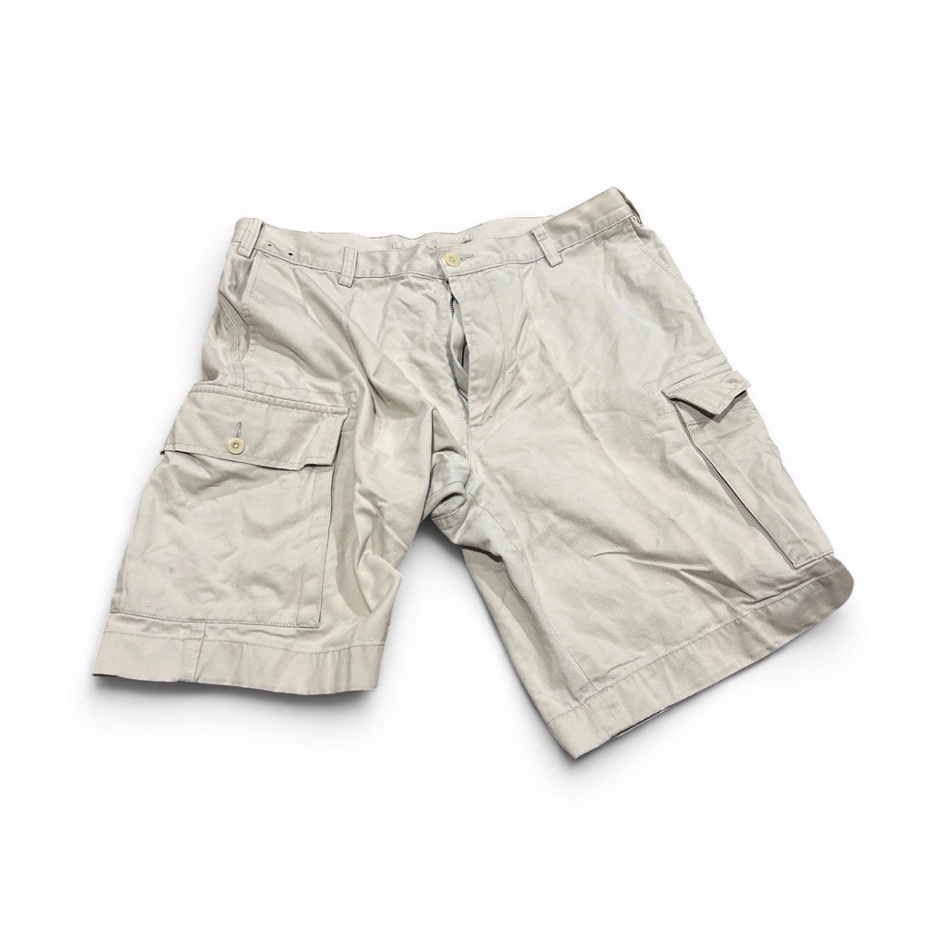 Nautica Men’s Beige Cargo Shorts Relaxed Fit Pockets Solid Flat Front