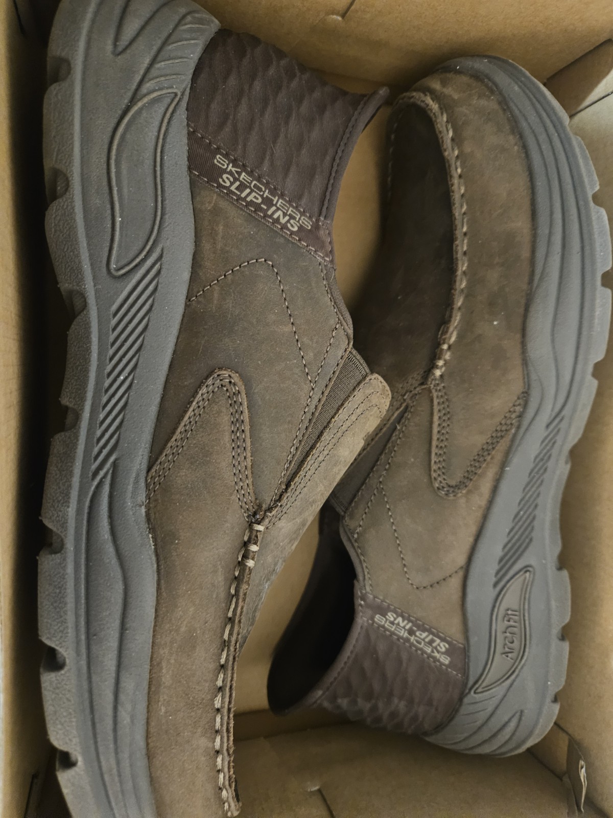 NIB MEN AIR COOLED ARCH FIT “SKECHERS SLIP-INS 205204 CHOCOLATE MENS 11 WIDE