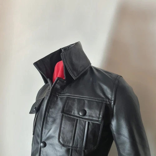 Mens Rock N Roll Elvis Presley Comeback Special Black Real Leather Suit Outfit