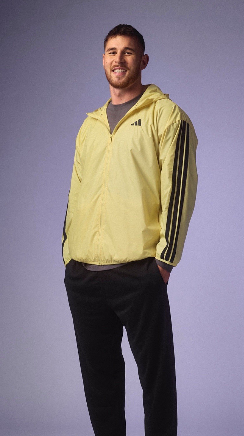 New adidas Essentials Woven 3-Stripes Windbreaker Jacket Men’s 2XL IM7847 Yellow