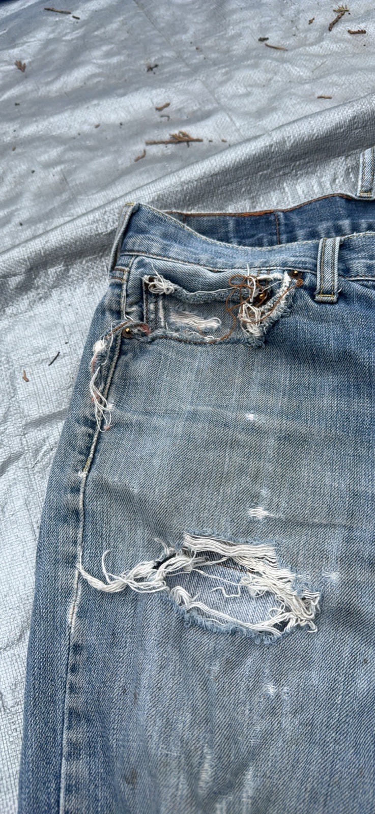 Polo Ralph Lauren Mens Distressed Light Wash Straight Leg Denim Jeans Blue