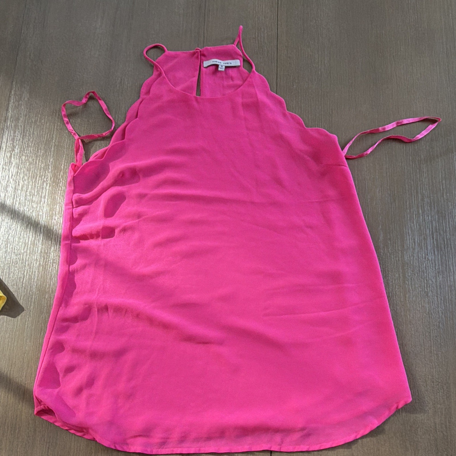 Naked Zebra Pink & Yellow Chiffon Spaghetti Strap Cami Blouse Women’s Small Lot