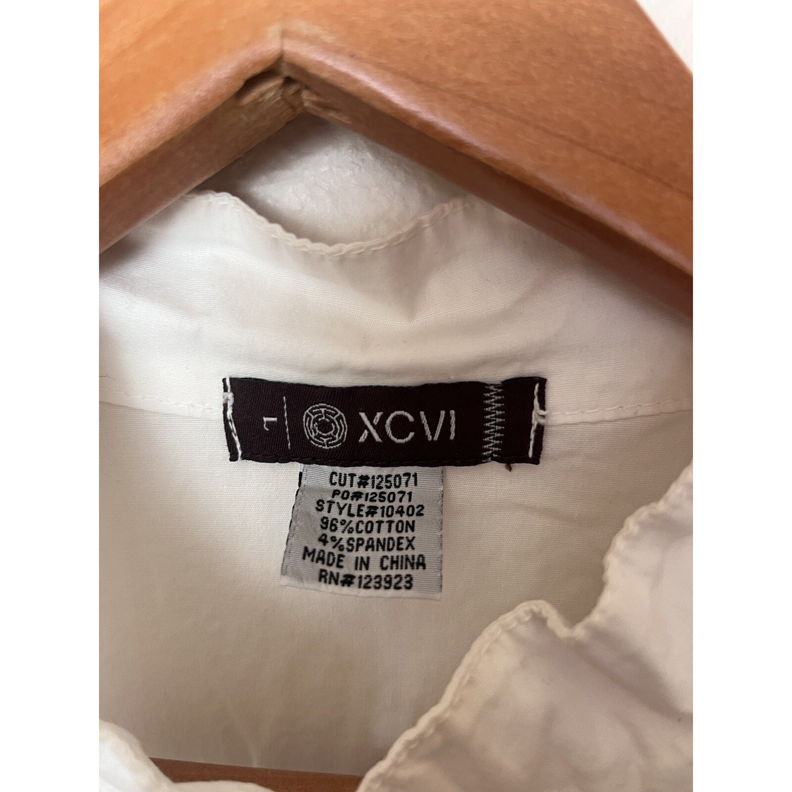 XCVI White Embellished Zip Shirt Stretch Jacket Studded Beaded Cotton Sz Large