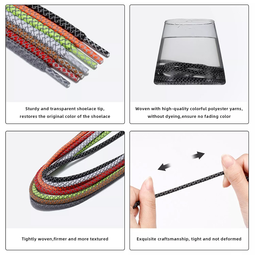 3M Reflective Round Rope Shoe Laces Shoelaces Sneakers Athletic Sports Strings