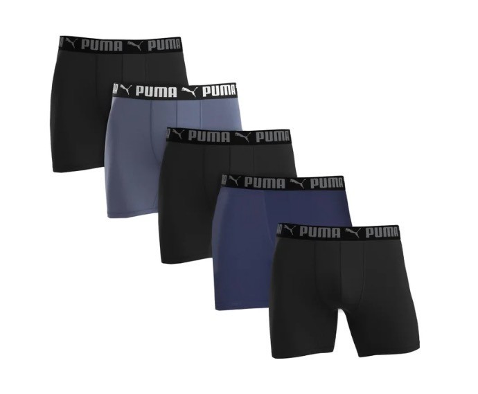 PUMA Men’s Boxer Brief, 5 pack Recycled Polyester Comfort Waistband