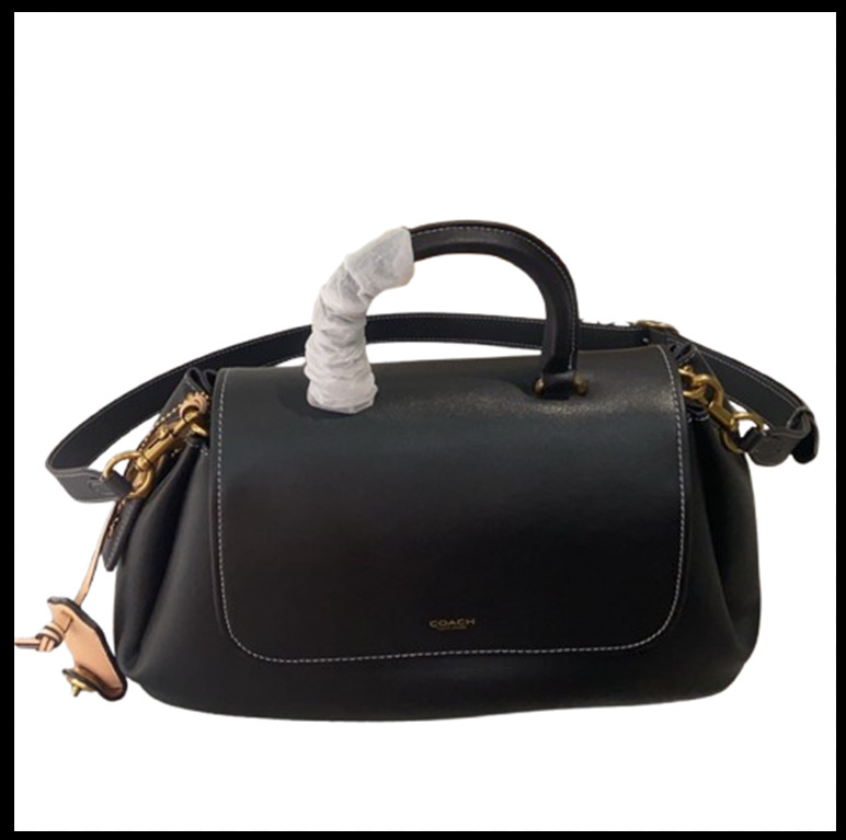 COACH CCC39 Slouchy Rogue Top Handle Bag 39 Natural Grain Leather Black Outlet