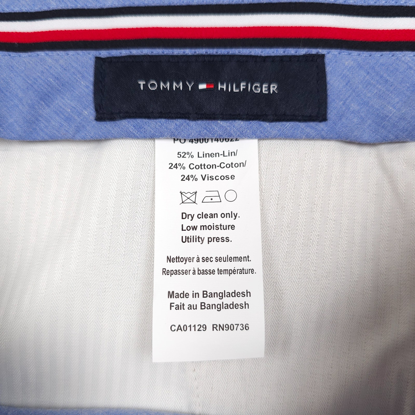 Tommy Hilfiger Mens Modern Fit Dress Pants 38×34 Tan Solid Linen Cotton Blend