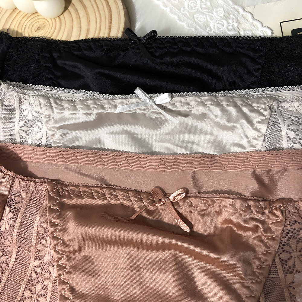 5 Pcs Women Girls Sexy Satin Panties French Fashion Underwear Briefs Lingeries