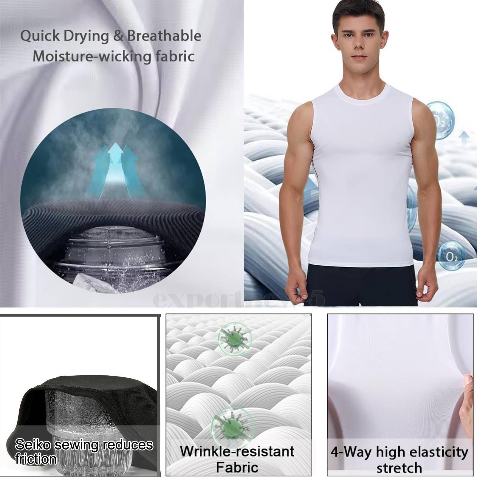 3PCS Mens Compression Sport Vest Tight Tank Base Layer Sleeveless Top Singlet